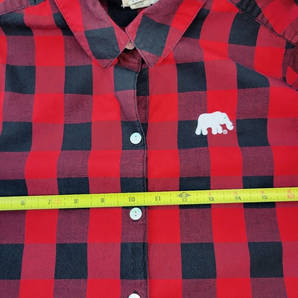 Foxcroft Womens Button Up Check Blouse Red Black Size 10 - Picture 10 of 12